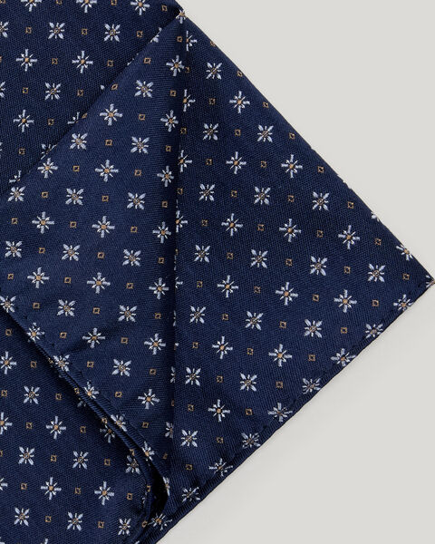 Geo Jacquard Silk Pocket Square, Navy, hi-res